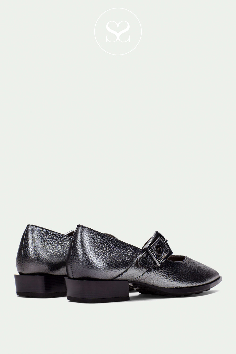 HISPANITAS METALIC LEATHER PUMP WITH BLACK BLOCK HEEL FOR WOMEN