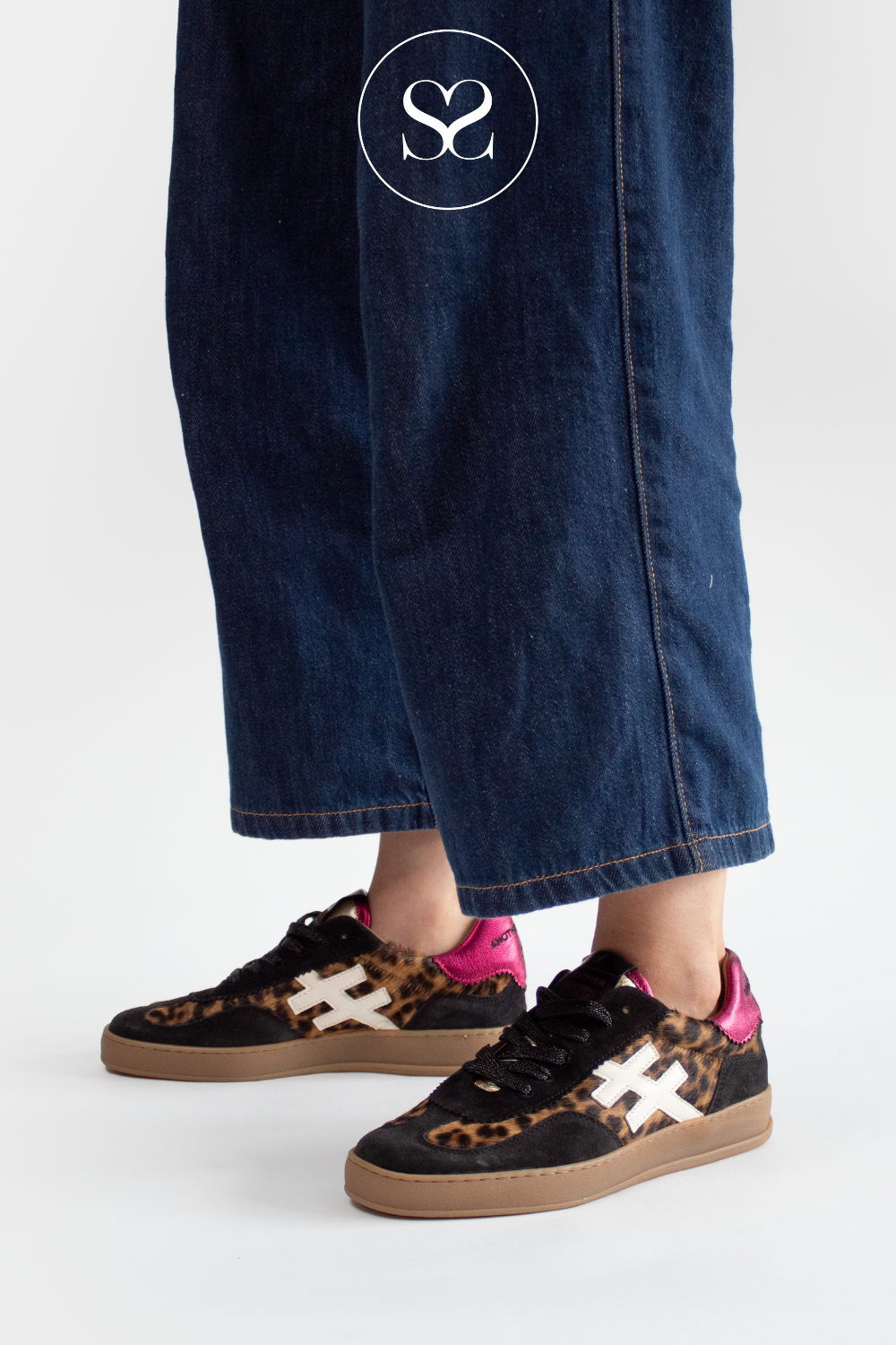 Another Trend Black & Leopard Print Trainers - A032-W4 Iconic II