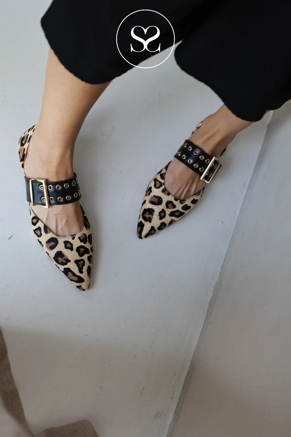 Babouche Leopard Print Mary-Jane Flats - Binny