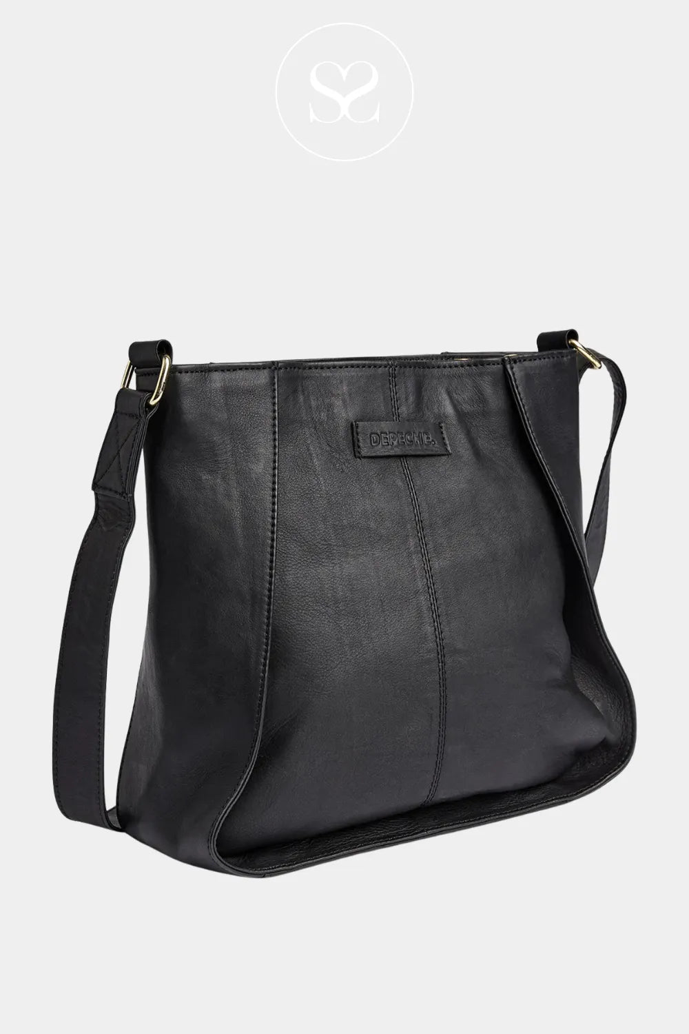Depeche 17116 black leather crossbody bag