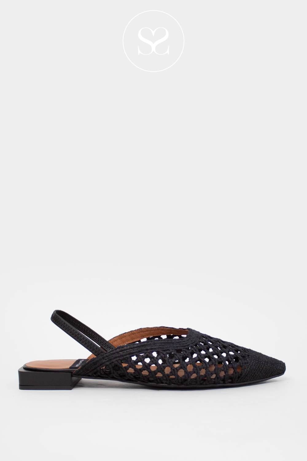 Angel Alarcon Black basket weave Sling-back Pumps Gaia