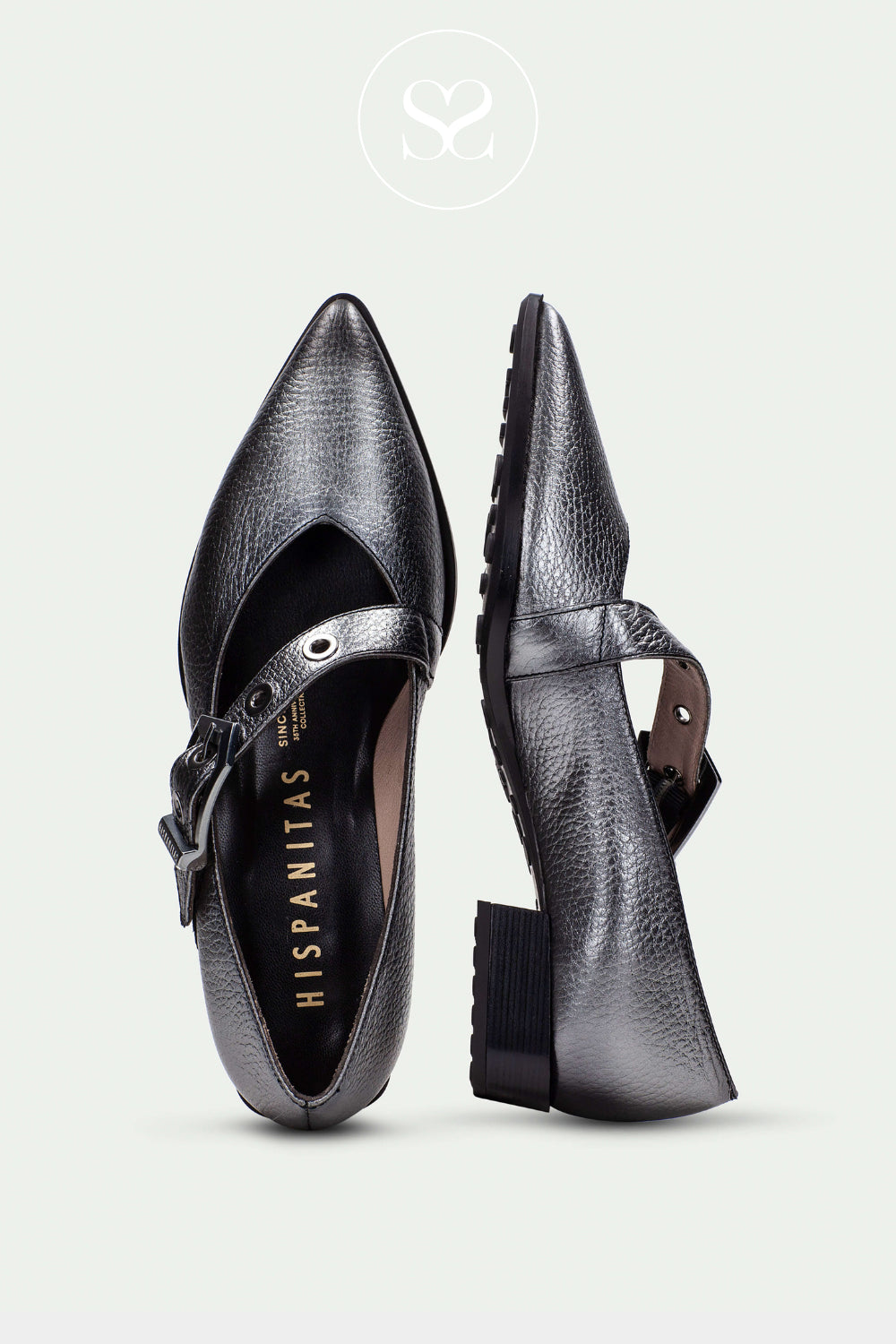 HISPANITAS LIGHTWEIGHT POINTED TOE SHOE WITH SILVER BUCKLE