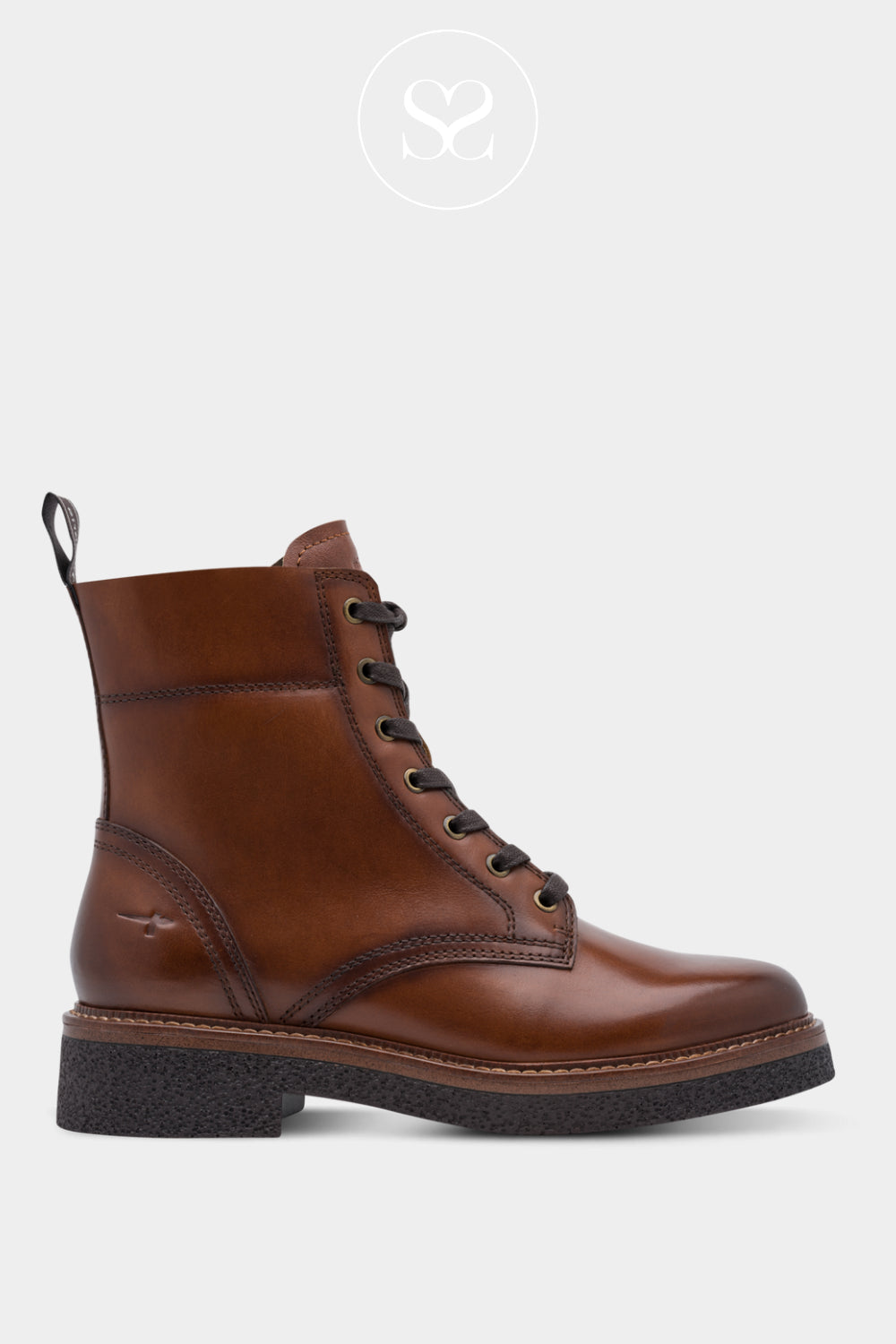 Tamaris Brown Leather Military Boots 1-25224-47 Ireland