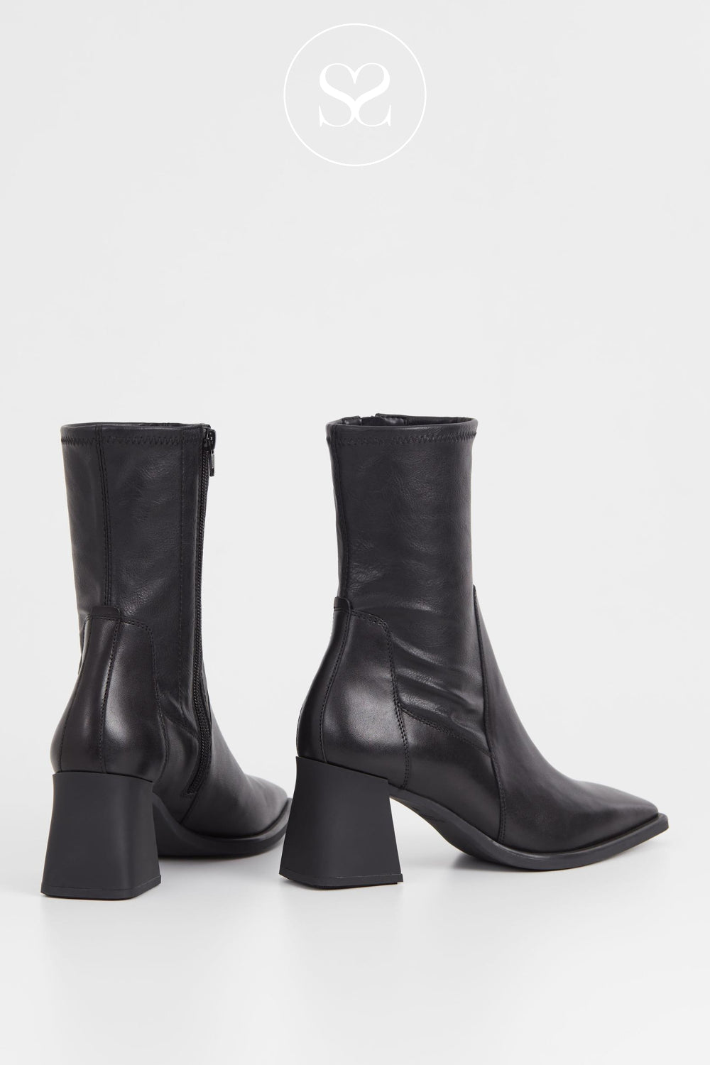 black leather mid-calf sock boots for women from Vagabond - Hedda style