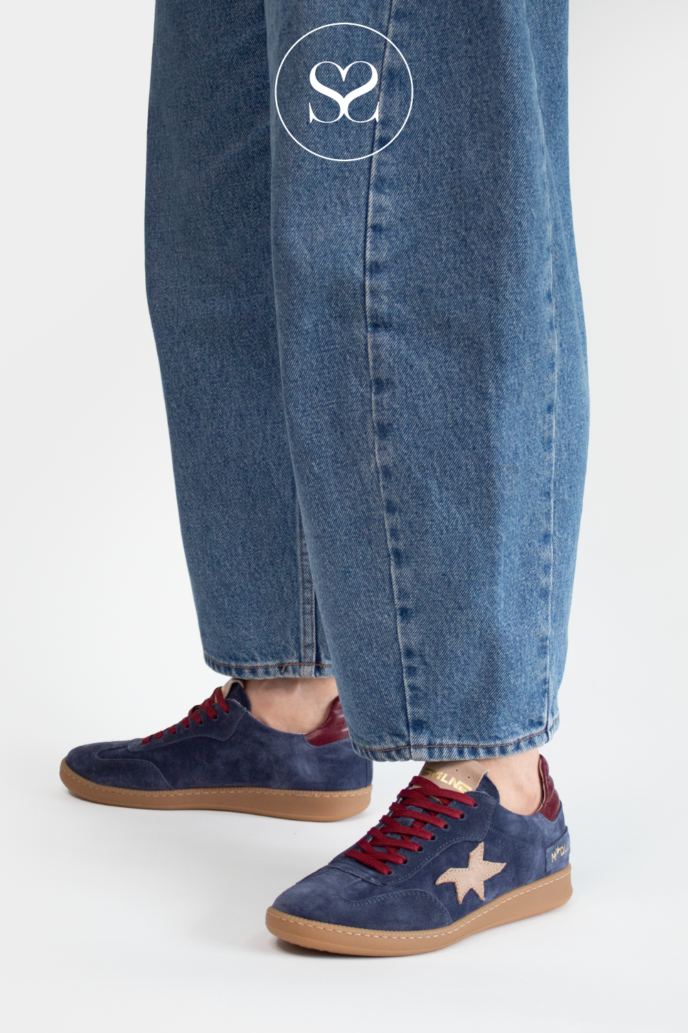MELINE BLUE DENIM SUEDE LOW PROFILE TRAINERS W-85