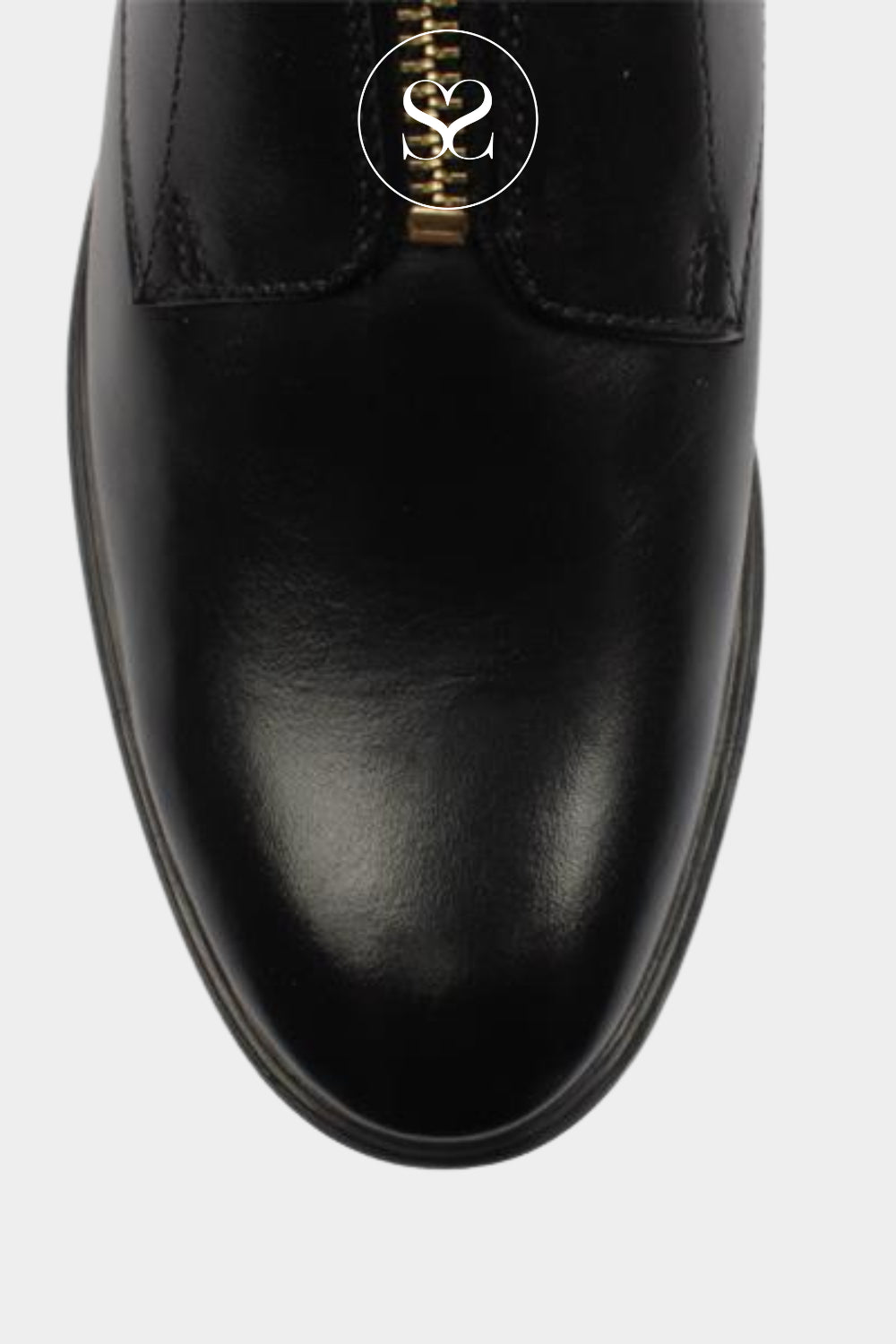 ARA BLACK LEATHER FRONT ZIP ANKLE BOOTS 12-29520