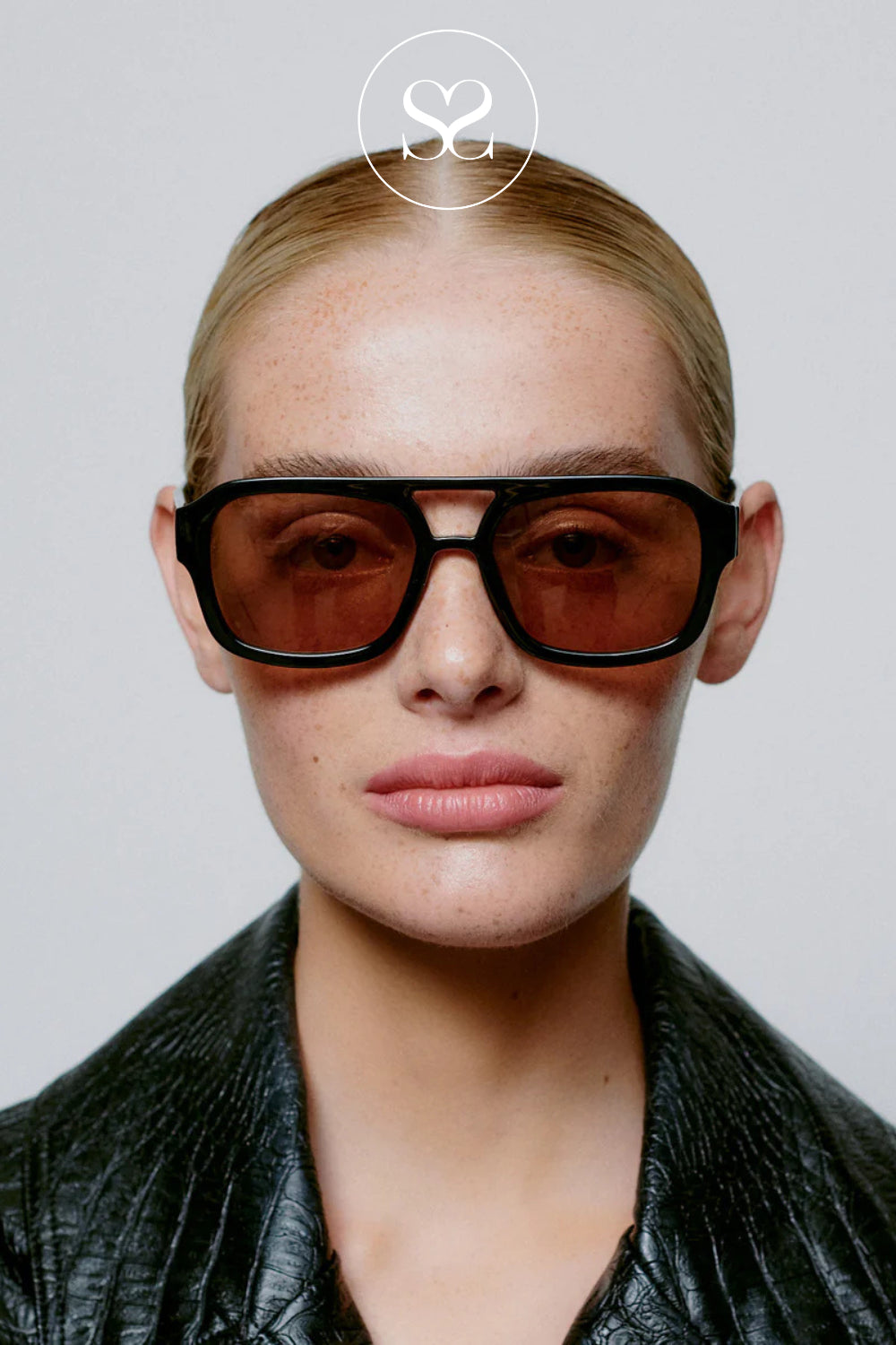 A.KJAERBEDE Black Oversized Pilot Sunglasses - Kaya