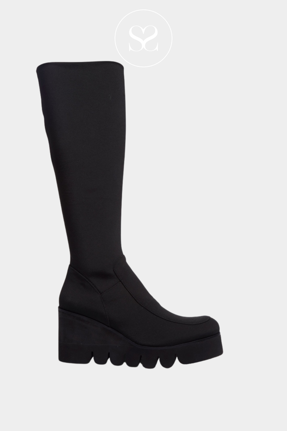 CARL SCARPA BLACK STRETCH WEDGE KNEE HIGH BOOTS - LEQUILLE