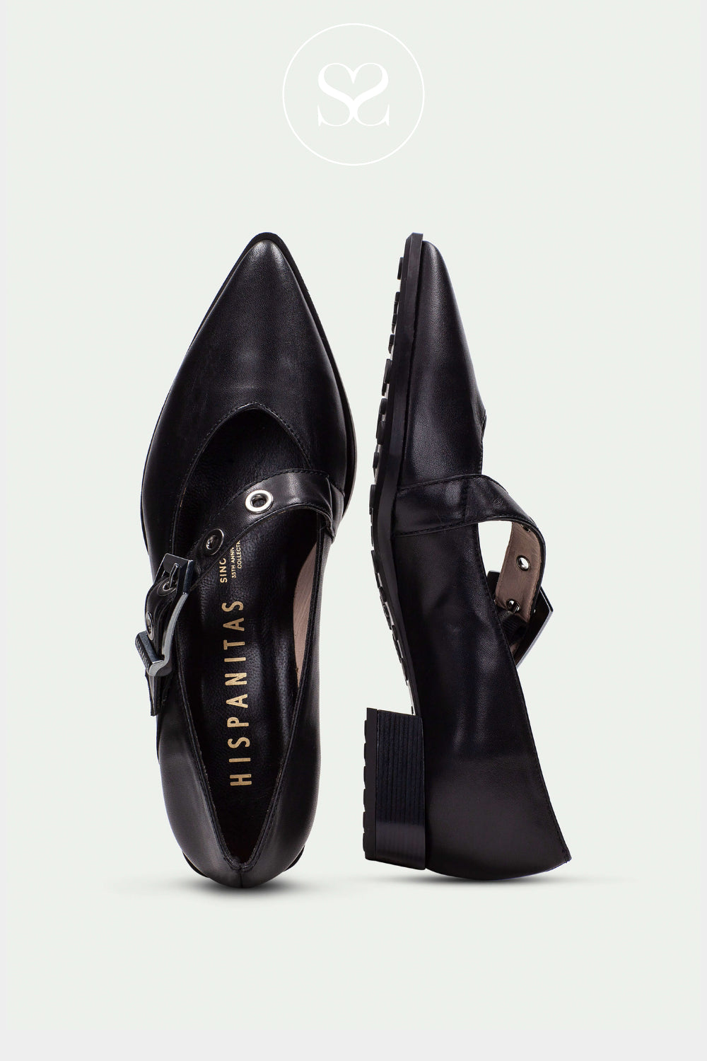 HISPANITAS BLACK POINTED PUMPS WITH BUCKLE HI254196