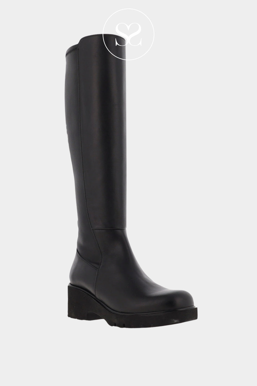 Unisa lightweight black wedge knee high boots for women