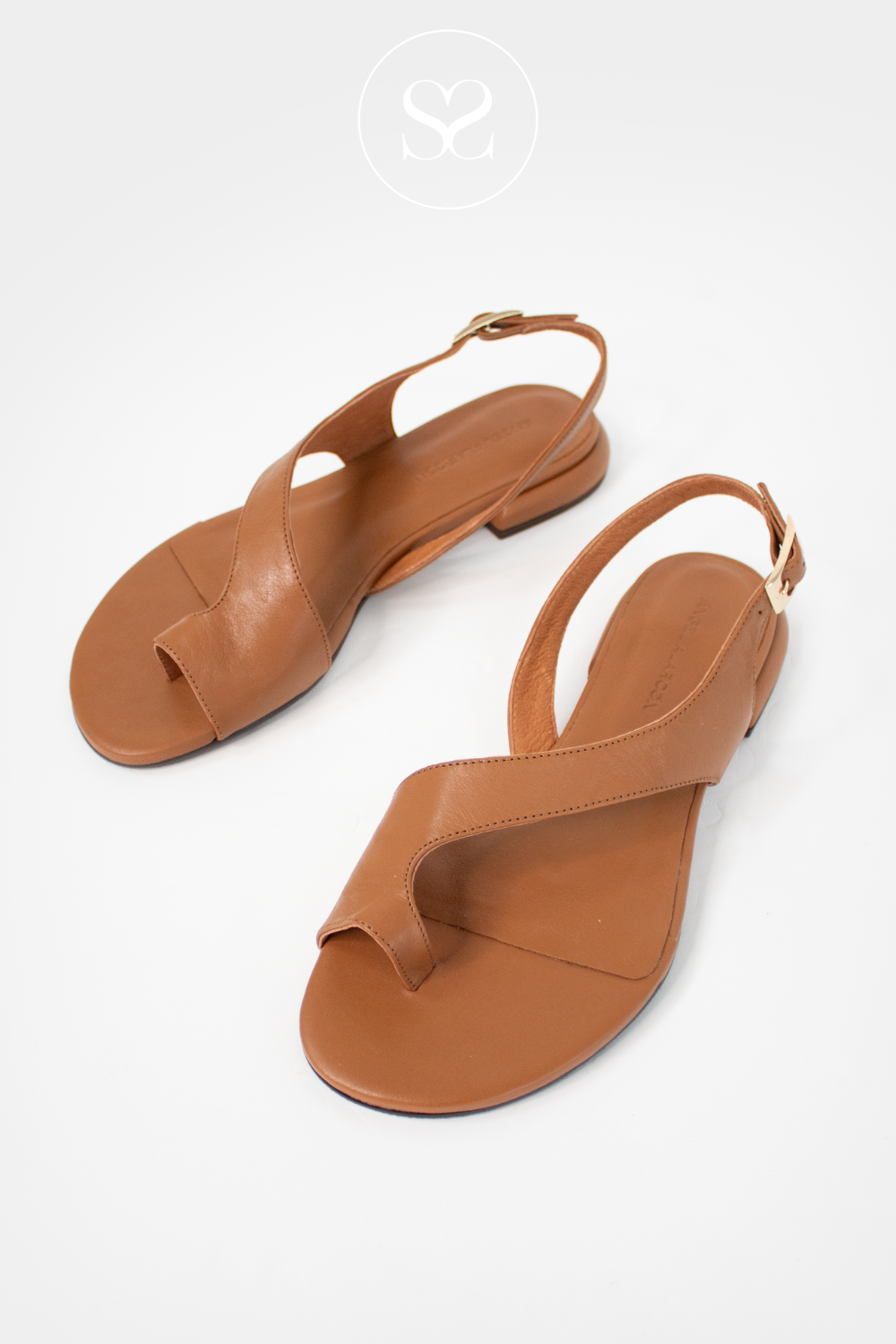 Angel Alarcon Tan Flat Block heel sandals Morena