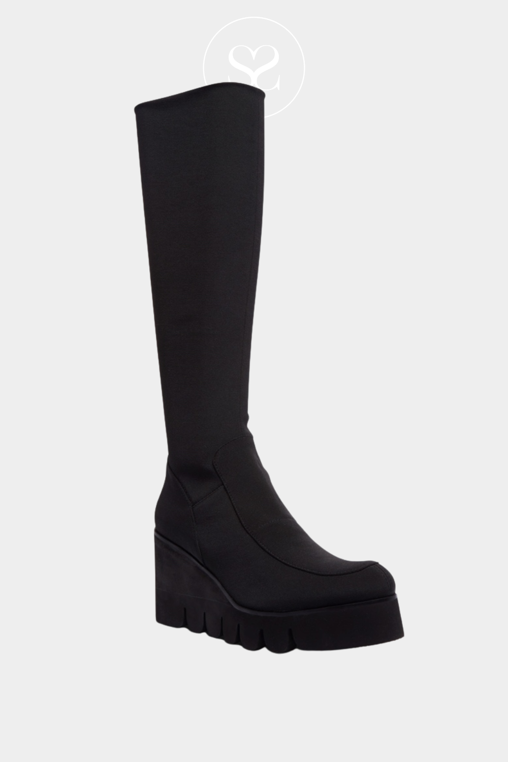 CARL SCARPA BLACK STRETCH WEDGE KNEE HIGH BOOTS - LEQUILLE