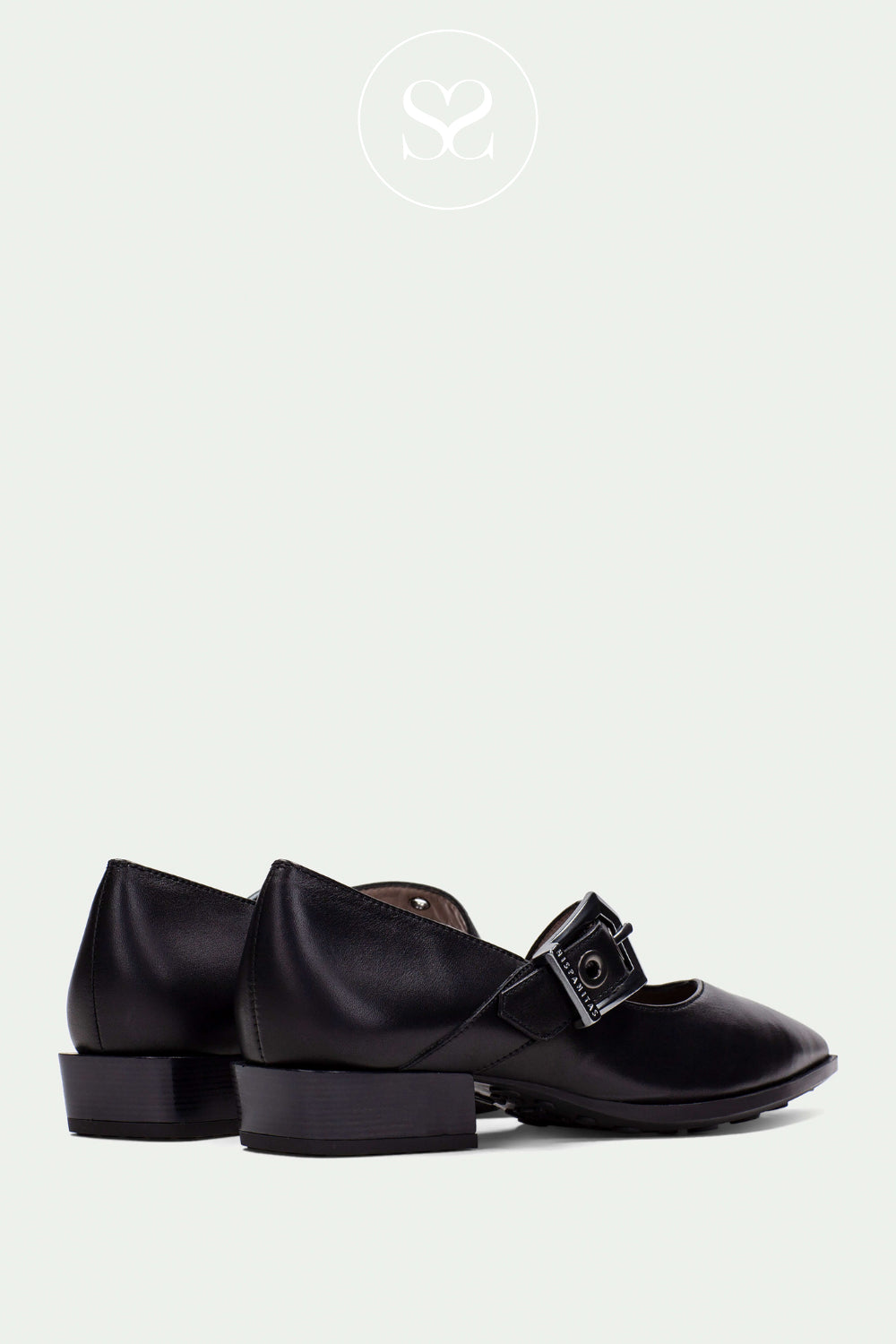 COMFORTABLE BLACK LEATHER FLATS WITH POINTED TOE AND CROSS STRAP - FROM HISPANITAS IN IRELAND