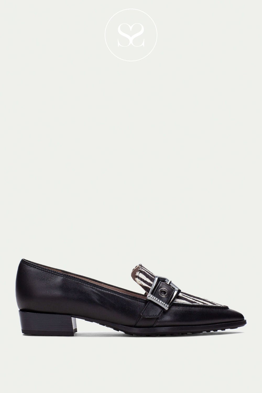 HISPANITAS BLACK LOAFER WITH ZEBRA PRINT VAMP FOR WOMEN ZHI254262