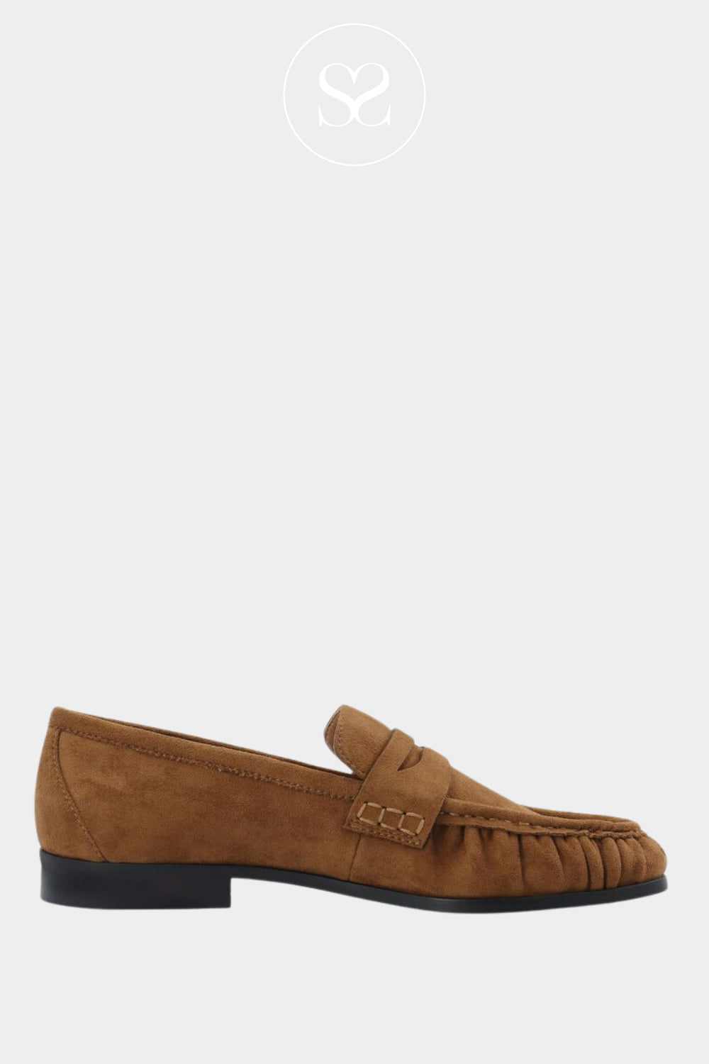 Bianco Tan Faux Suede Penny Loafers - Biacarma
