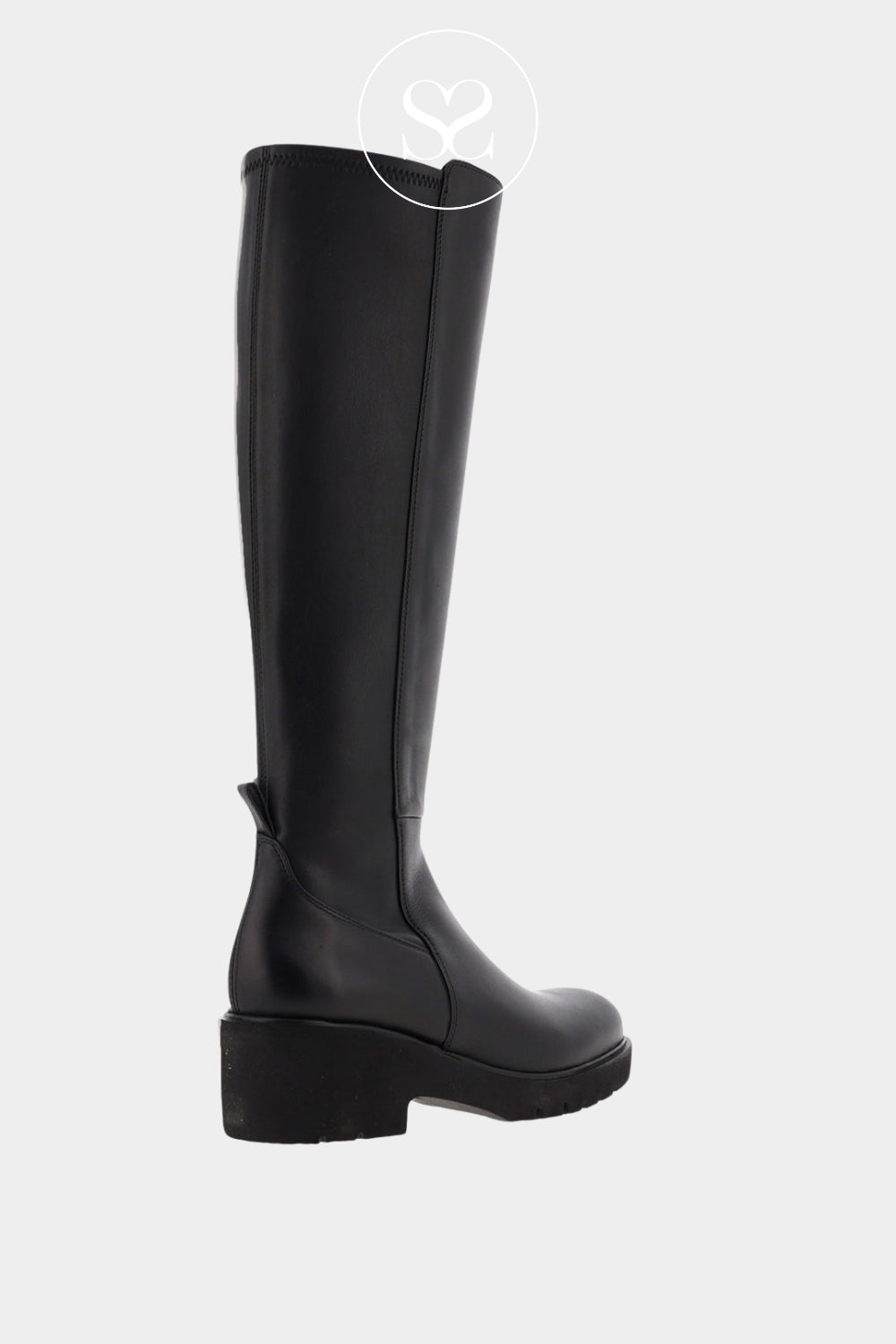 Unisa black leather knee high boots for women with chunky sole - Jabila style - in Ireland