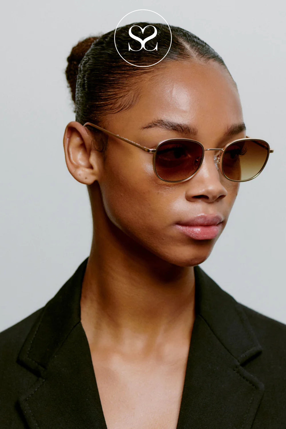 A.KJAERBEDE Matte Gold Sunglasses With UV400 Protection