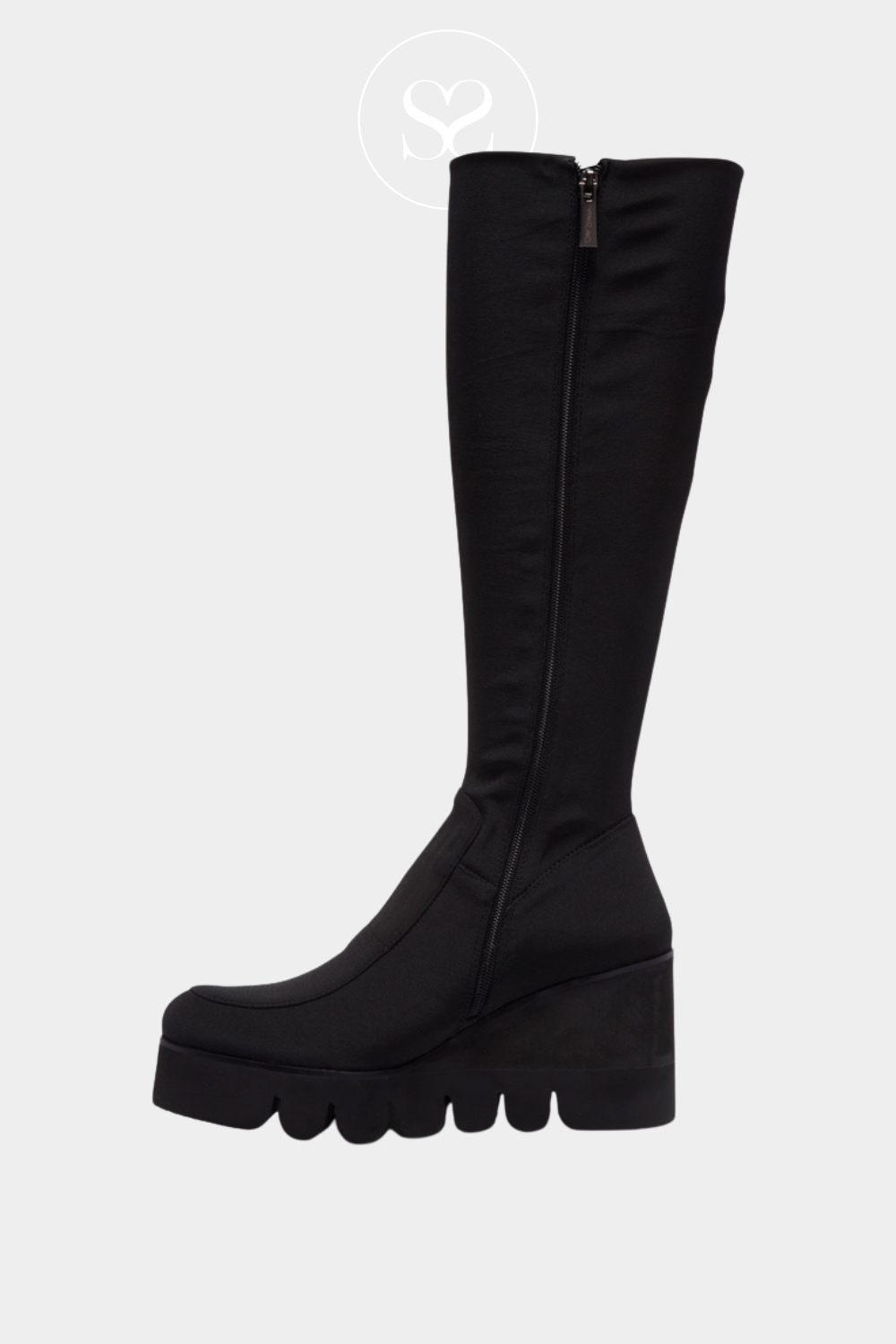 CARL SCARPA BLACK STRETCH WEDGE KNEE HIGH BOOTS - LEQUILLE