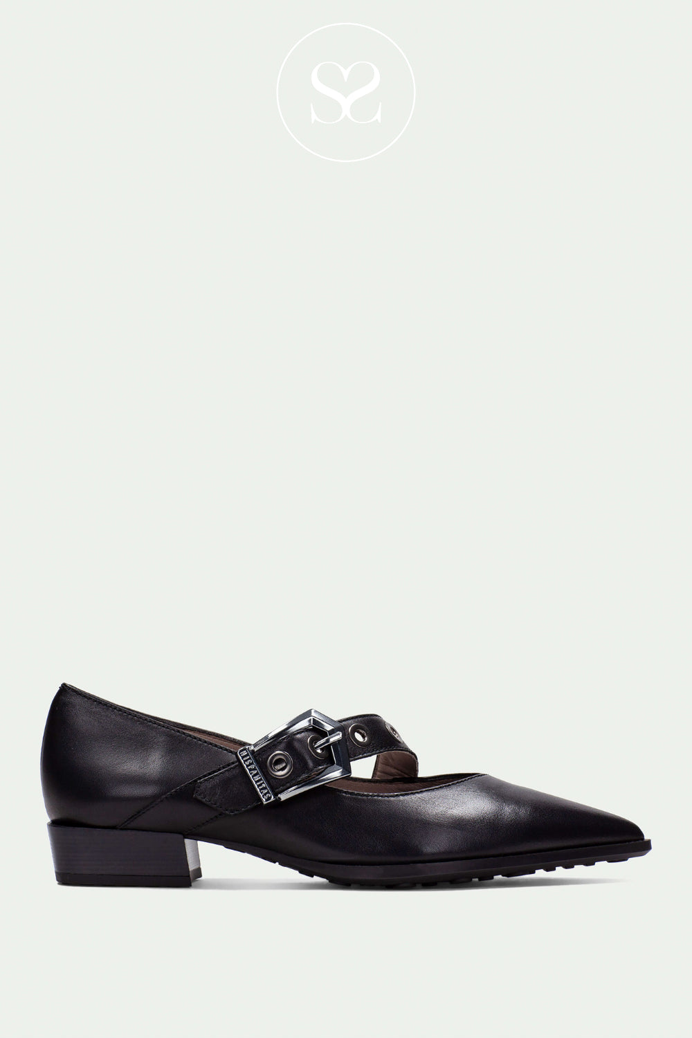 HISPANITAS BLACK POINTED TOE LOW BLOCK HEEL PUMPS HI254196