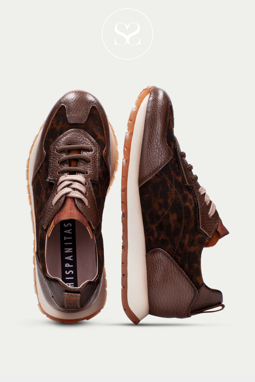 HISPANITAS BROWN LEATHER SNEAKERS WITH DUO LACES. CHI254312