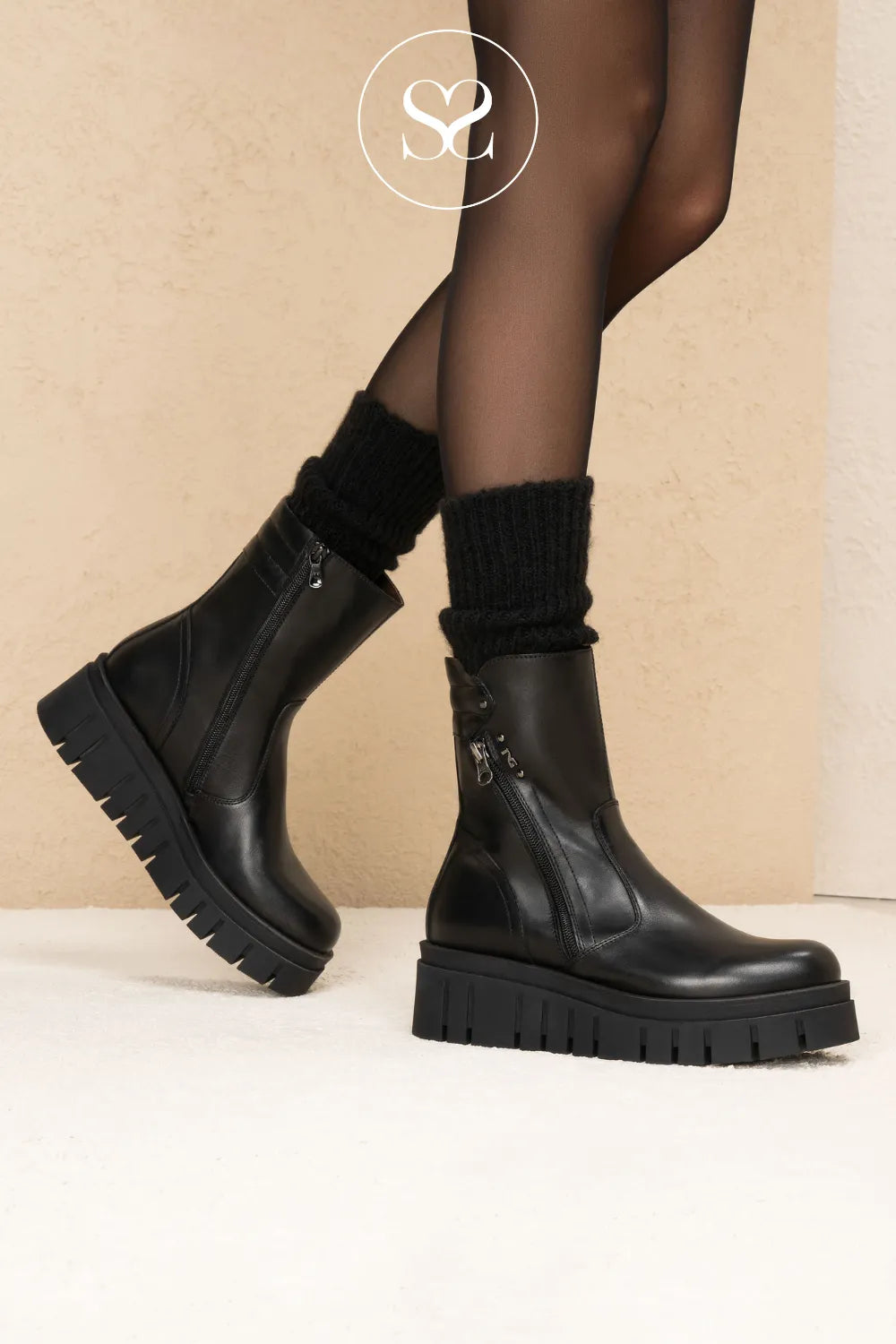 NERO GIARDINI BLACK WEDGE BOOTS FOR WOMEN I514913D