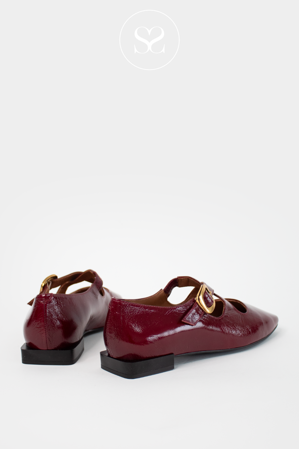 ANGEL ALARCON RED PATENT LOW BLOCK HEEL SQUARE TOE SHOES MAIA