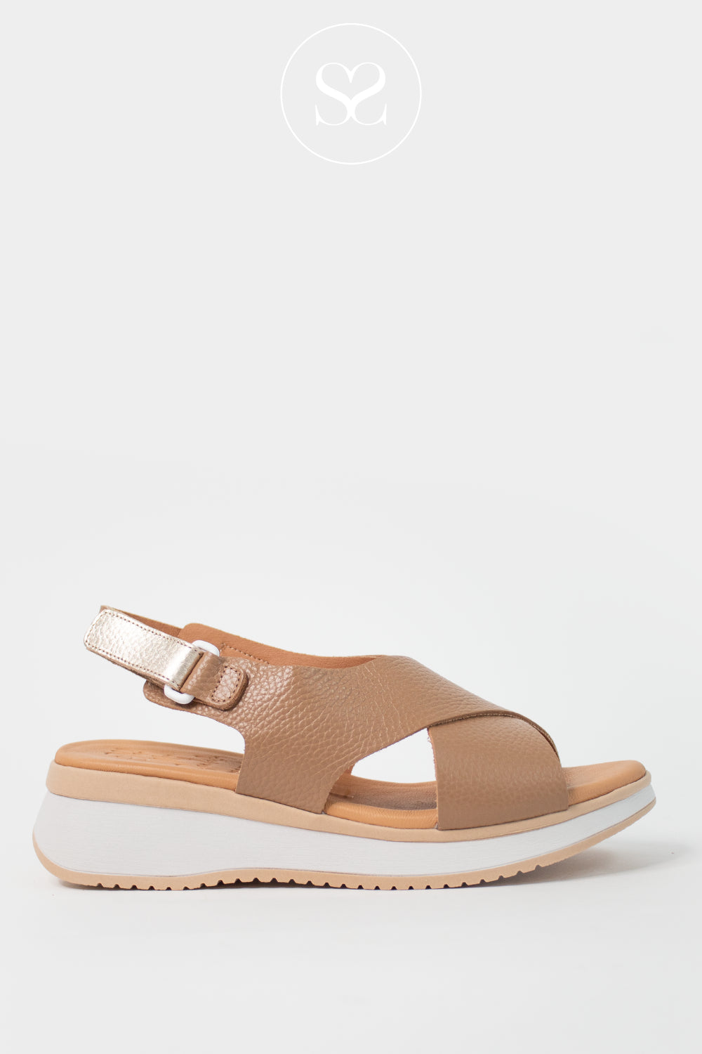 Oh My Sandals Taupe Wedge Walking Sandals 5943 - Ireland