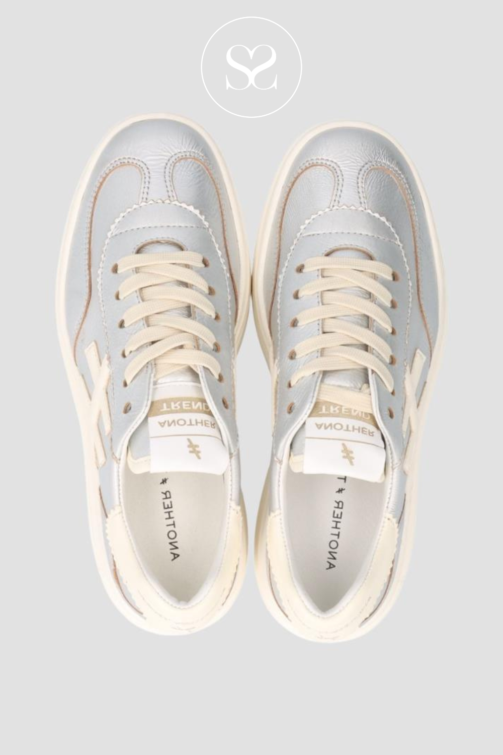 COMFORTABLE SILVER AND WHITE METALLIC PLATFORM TRAINERS FOR WOMEN IRELAND