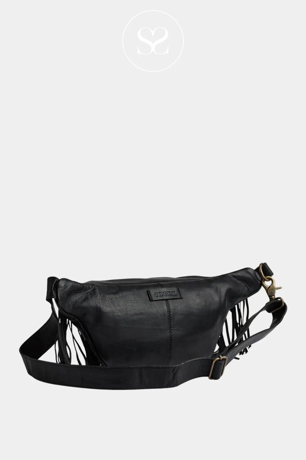 DEPECHE BLACK LEATHER TASSLE BUMBAG - 16658