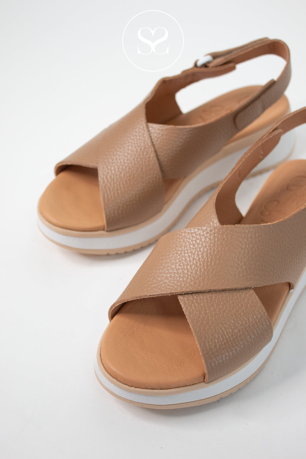 Oh My Sandals Taupe Wedge Walking Sandals 5943