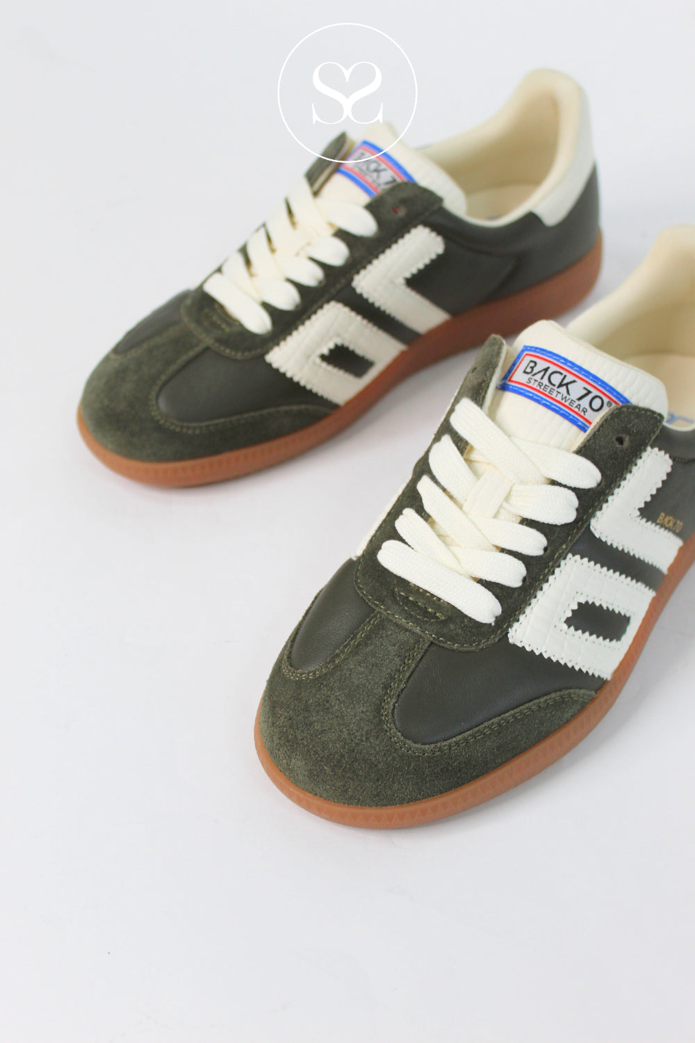 BACK70 OLIVE GREEN SUEDE LOW PROFILE TRAINER FOR WOMEN-CLOUD