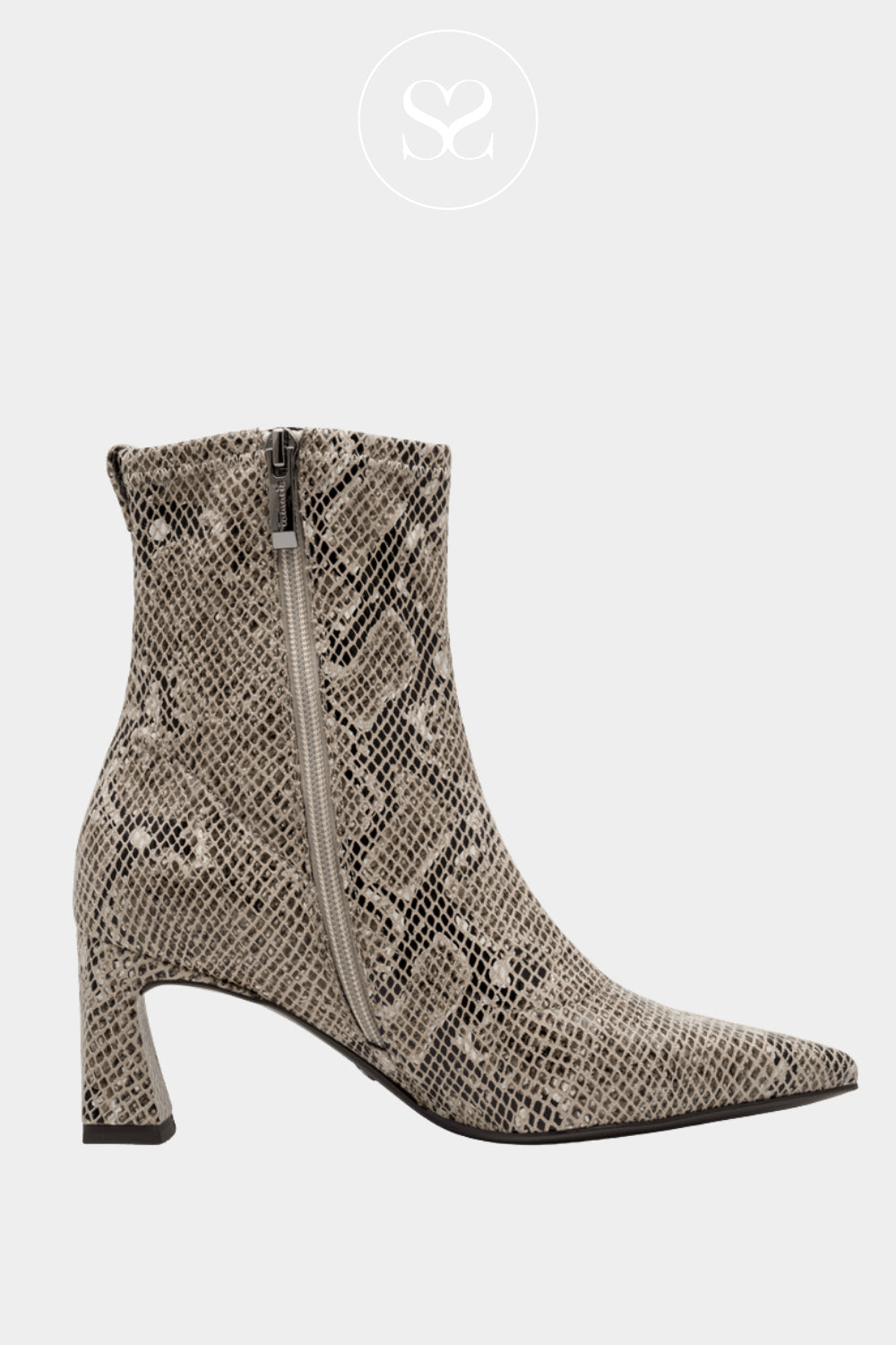 TAMARIS SNAKE PRINT HEELED SOCK BOOTS - 1-25315-45