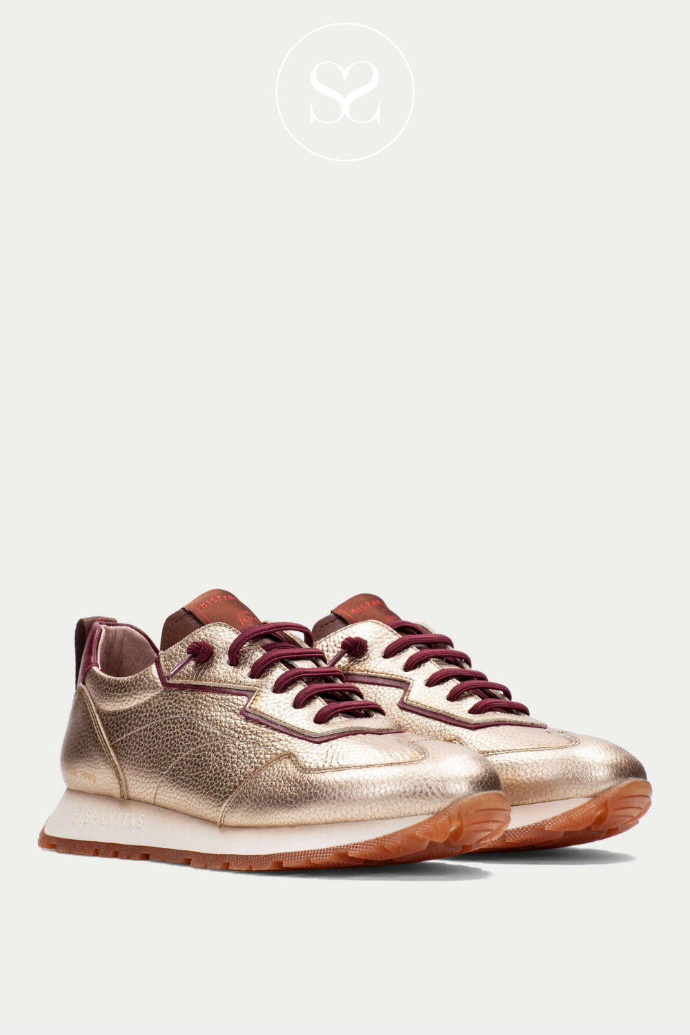 HISPANITAS GOLD AND BURGUNDY WEDGE SNEAKERS CHI254312