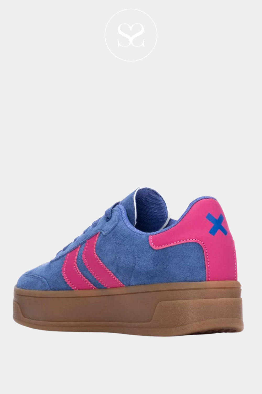 XTI BLUE AND PINK CHUNKY PLATFORM TRAINERS 144586