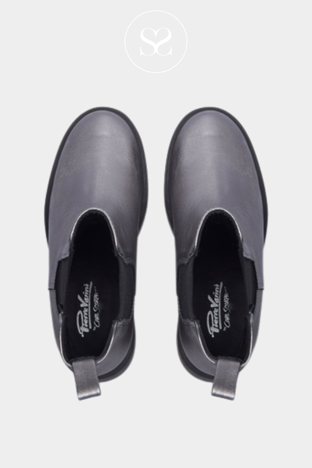 CARL SCARPA PEWTER LEATHER WEDGE CHELSEA ANKLE BOOTS ZENNIE