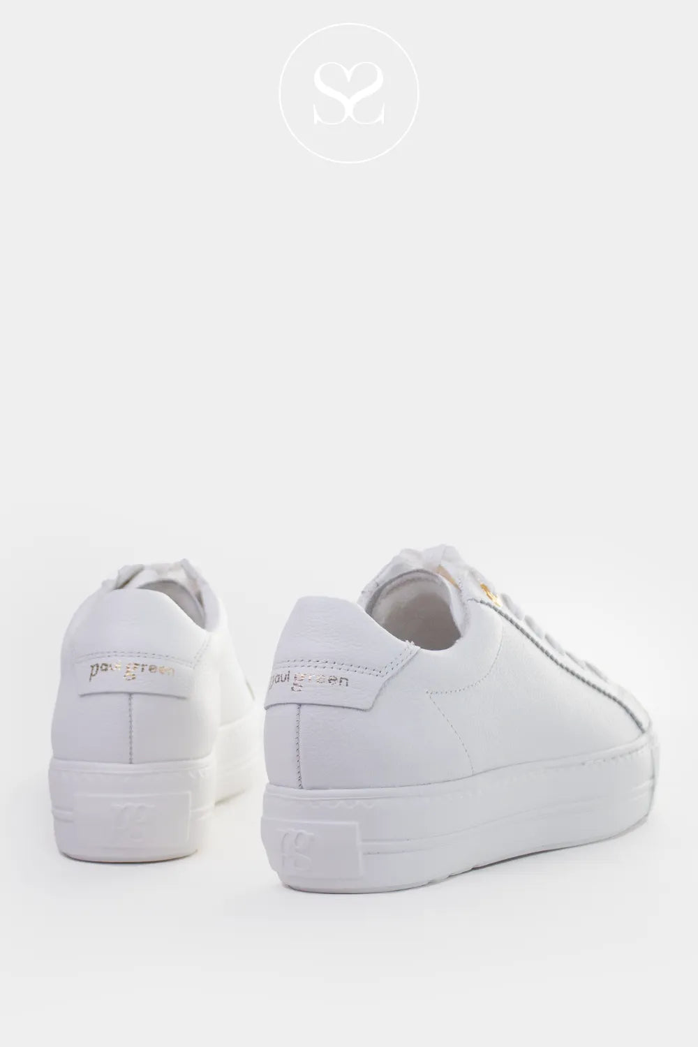 Paul Green white lightweight leather trainers with gold detailing