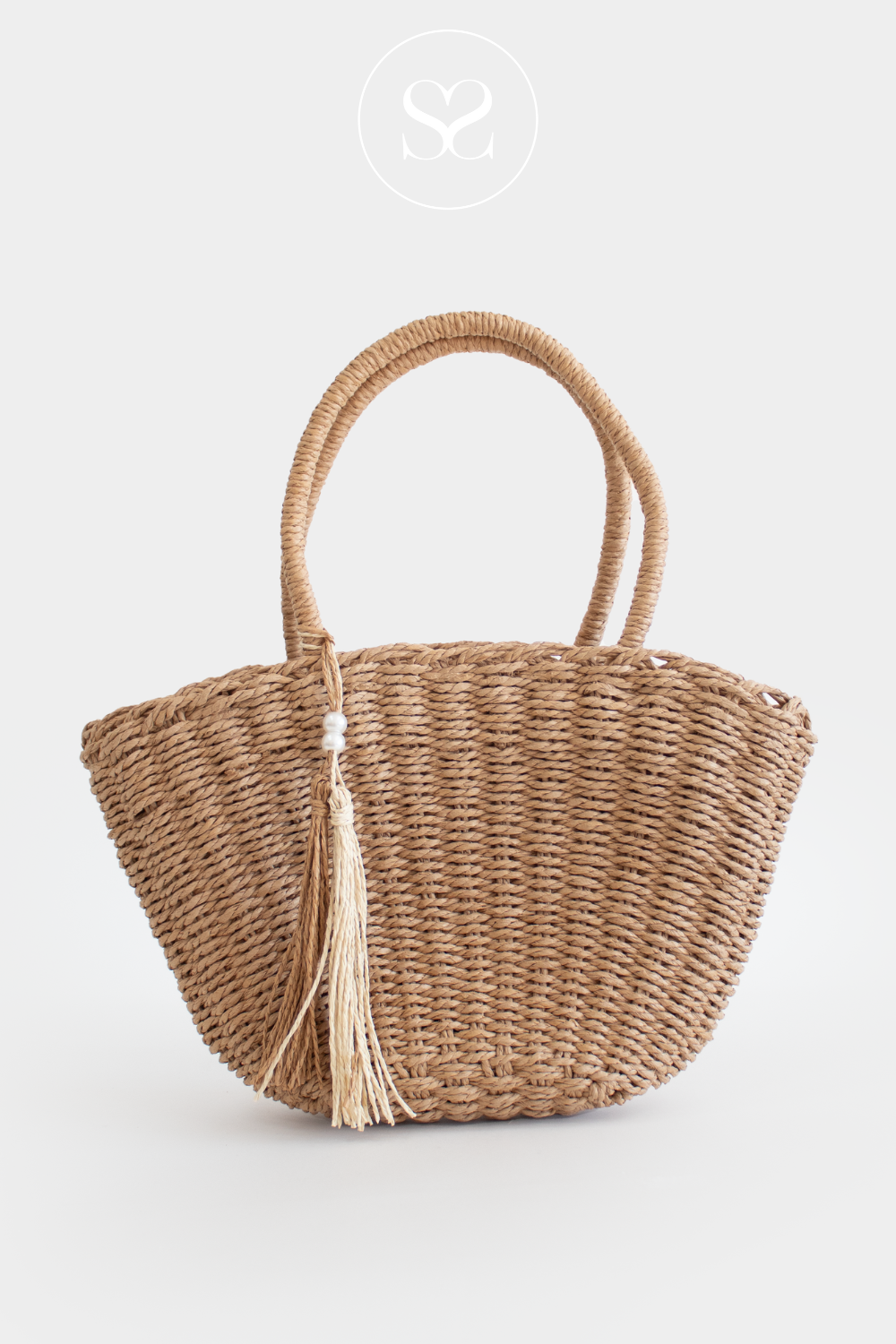 6025 DARK CAMEL WOVEN SHOPPER HANDBAG
