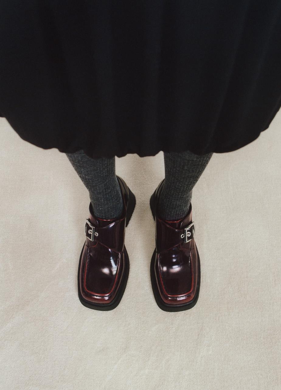 VAGABOND BURGUNDY BLOCK HEEL PLATFORM SHOES - DORAH 6042-004