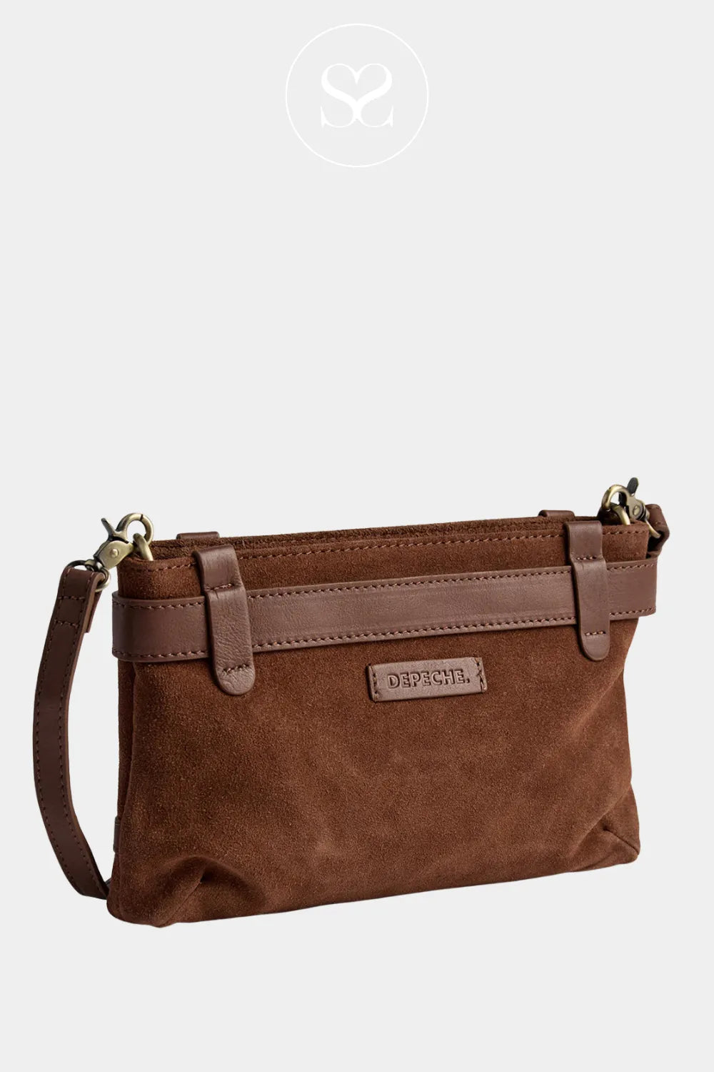 DEPECHE BROWN SUEDE CROSSBODY SHOULDER BAG - 16646