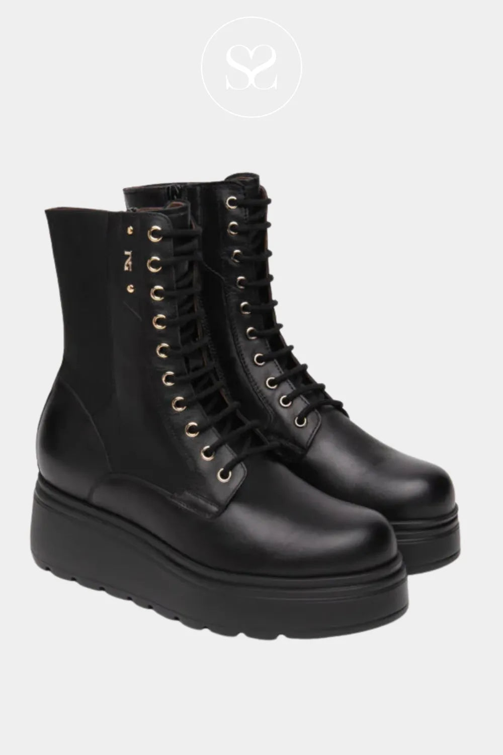 NERO GIARDINI BLACK MILITARY INSPIRED LACE UP ANKLE BOOTS I514900D
