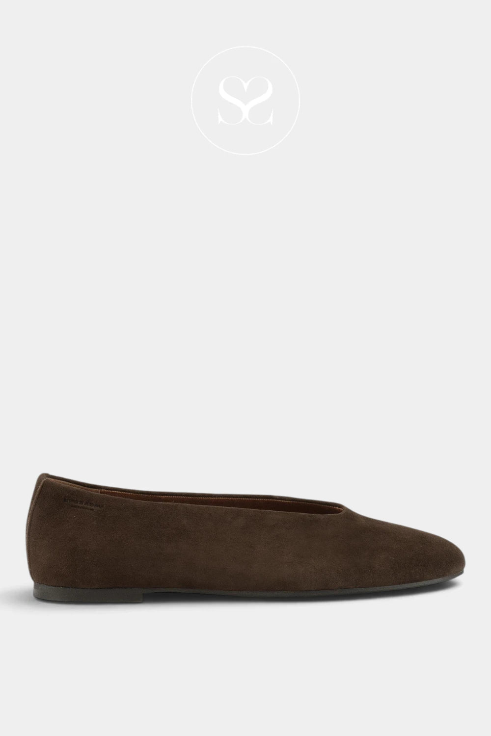 Vagabond Chocolate Brown Suede Flat Pumps- Aleya 6119