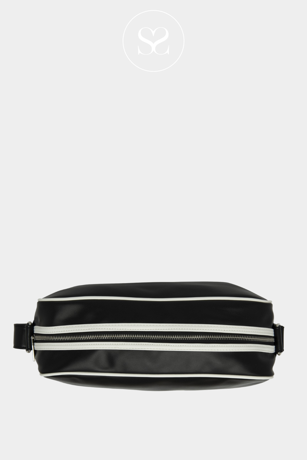 GOLA BLACK/WHITE LEATHER RETRO CROSSBODY BAG MINI REDFORD WITH WIDE ZIP OPENING
