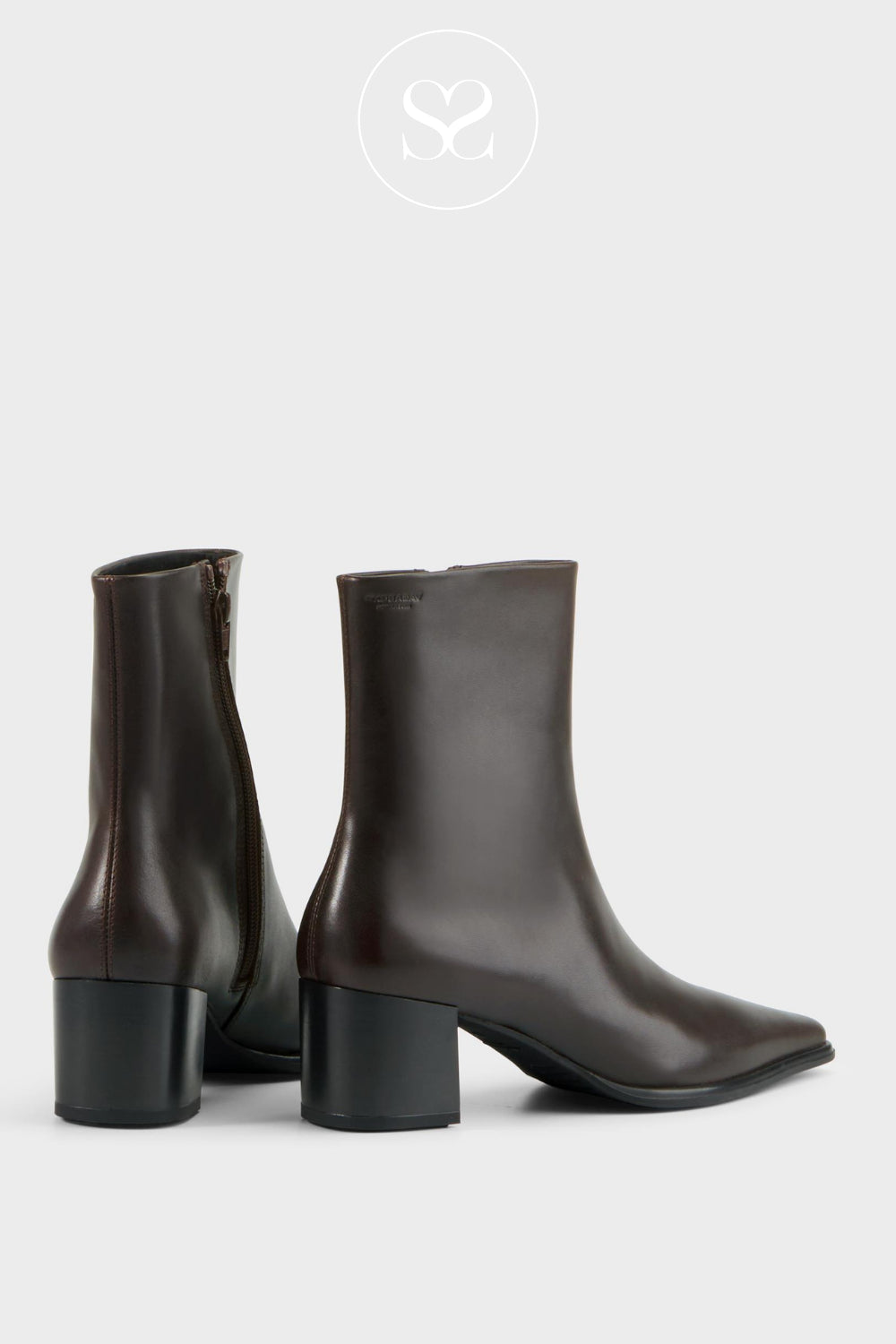 VAGABOND SHOEMAKERS GISELLE 5654-001 CHOCOLATE BROWN LEATHER POINTED TOE ANKLE BOOTS