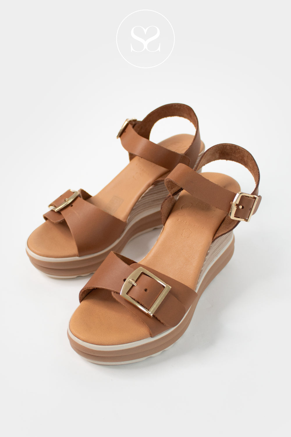 Oh My Sandals Tan Wedge Sandals 6003