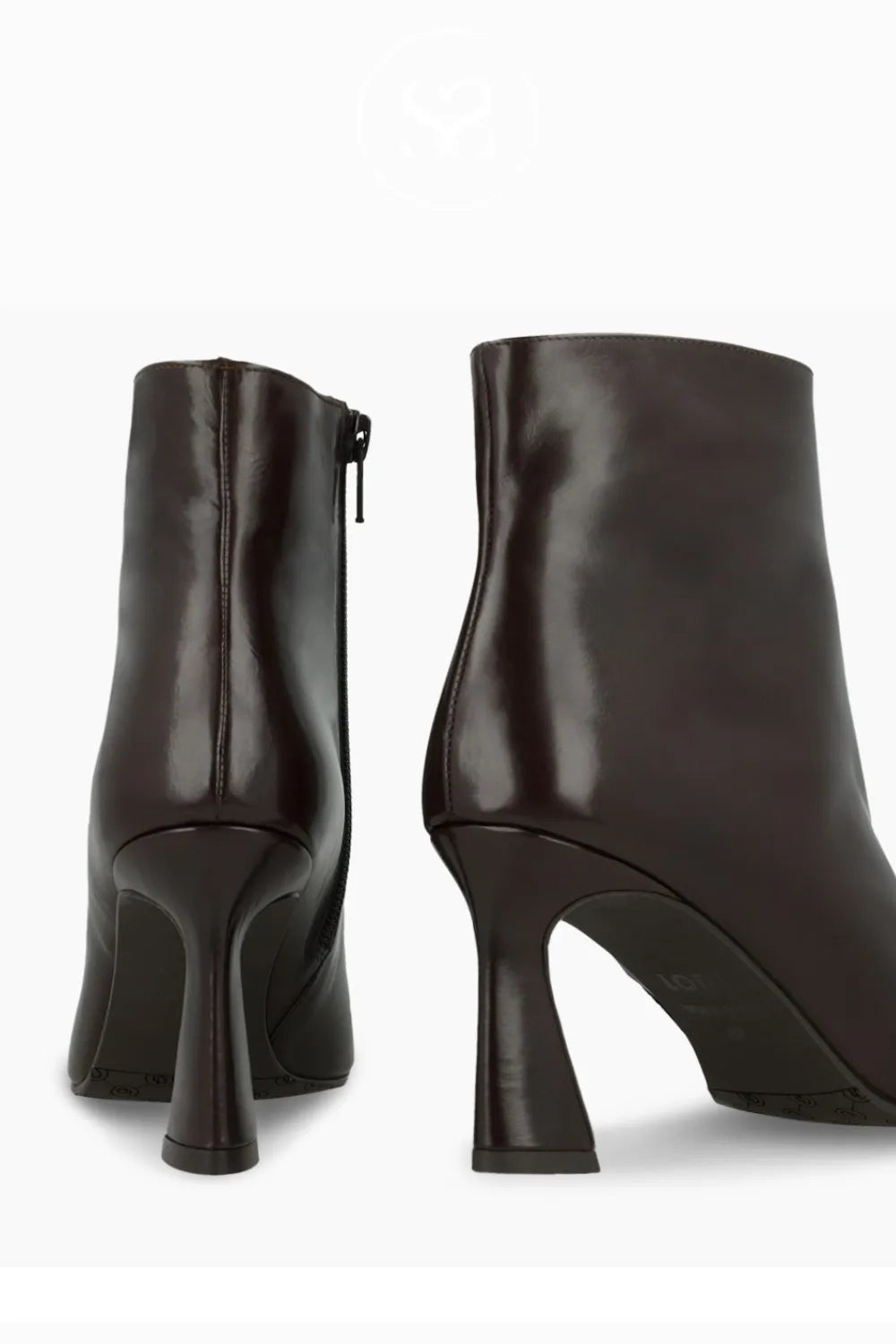LODI CHOCOLATE BROWN FLARED HEEL POINTED TOE ANKLE BOOTS RACON WITH INSIDE ZIP