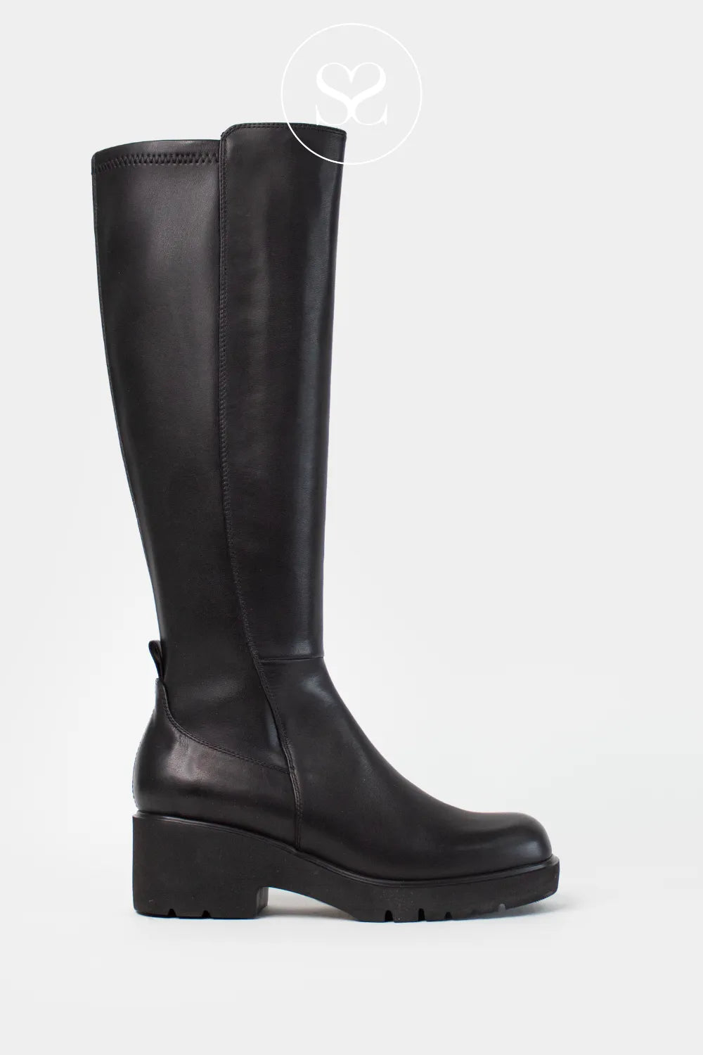 UNISA BLACK KNEE HIGH LEATHER BOOTS JABILO