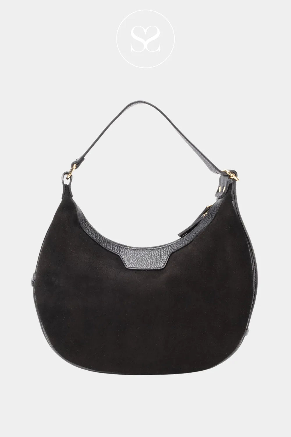 ELIE BEAUMONT BLACK SUEDE SHOULDER HANDBAG CRESCENT ireland