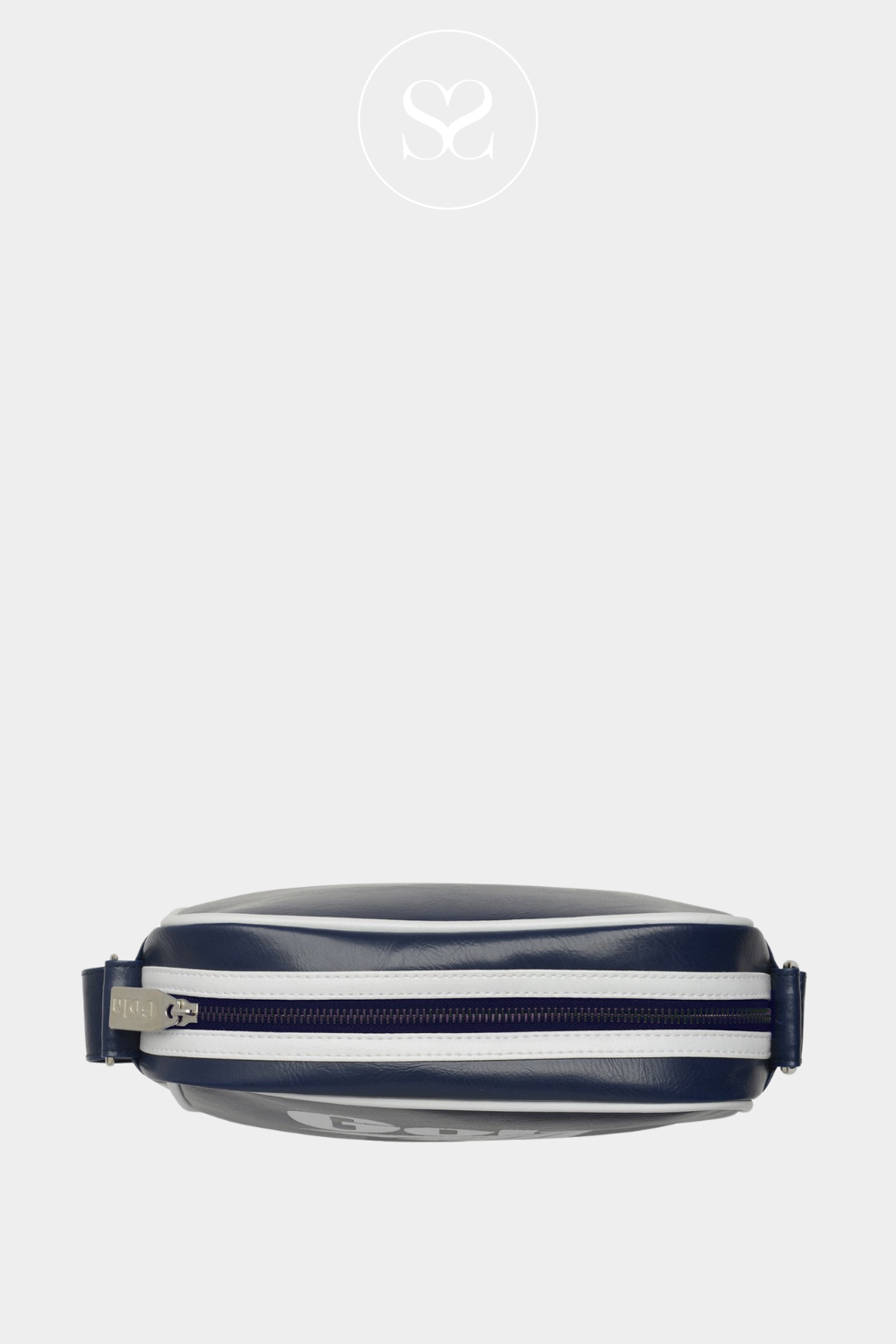 GOLA NAVY/WHITE LEATHER RETRO CROSSBODY BAG MINI REDFORD WITH WIDE ZIP OPENING