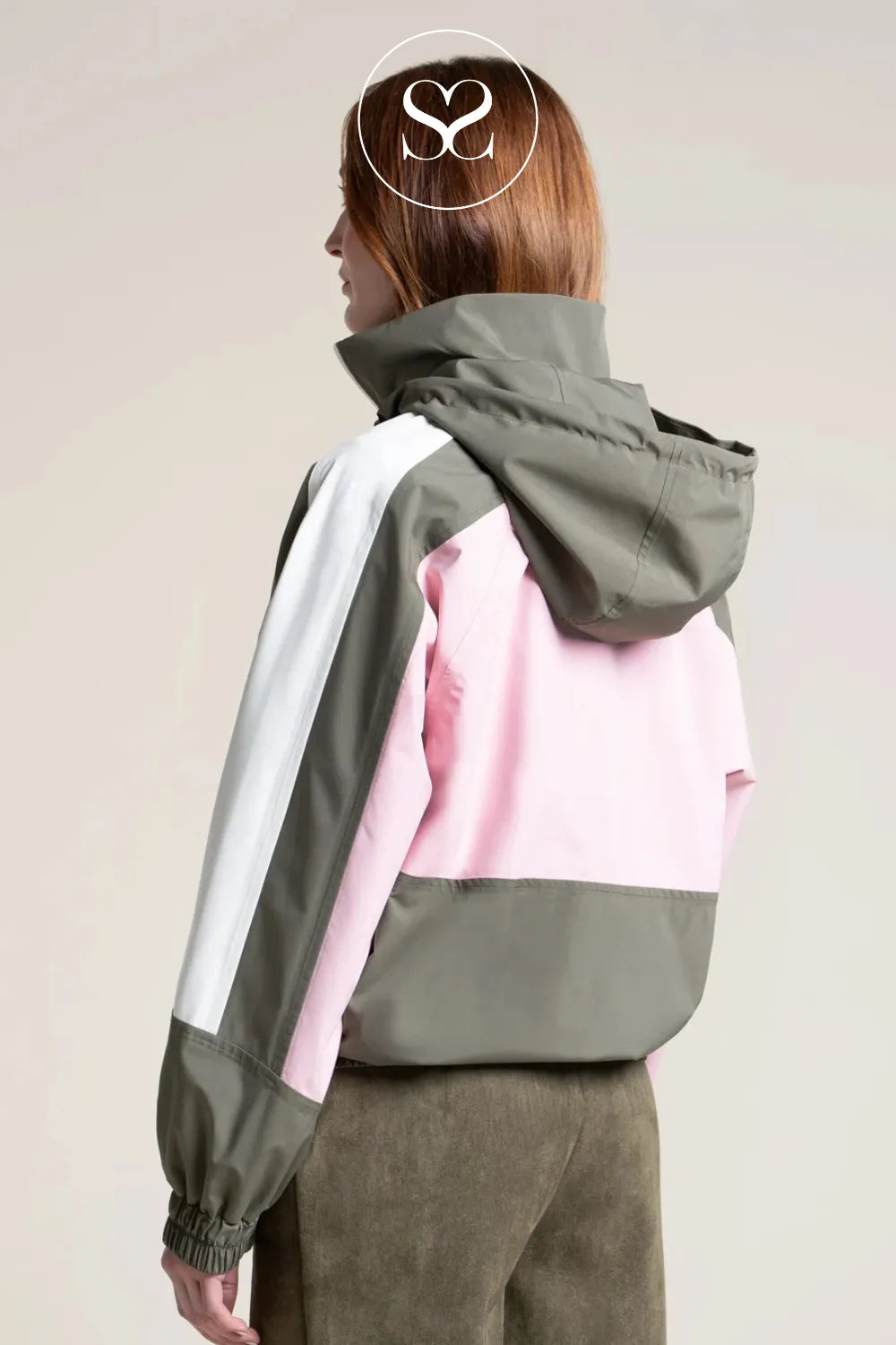 Flotte Khaki, Blush & Cream Waterproof Jacket for Women - Abbesses