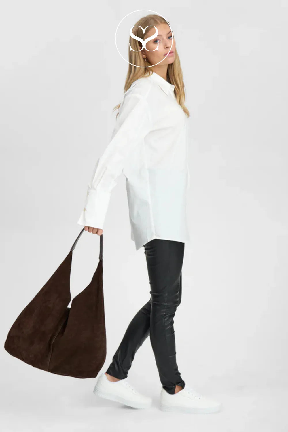 DEPECHE CHOCOLATE BROWN SUEDE SHOPPER HANDBAG - 16644